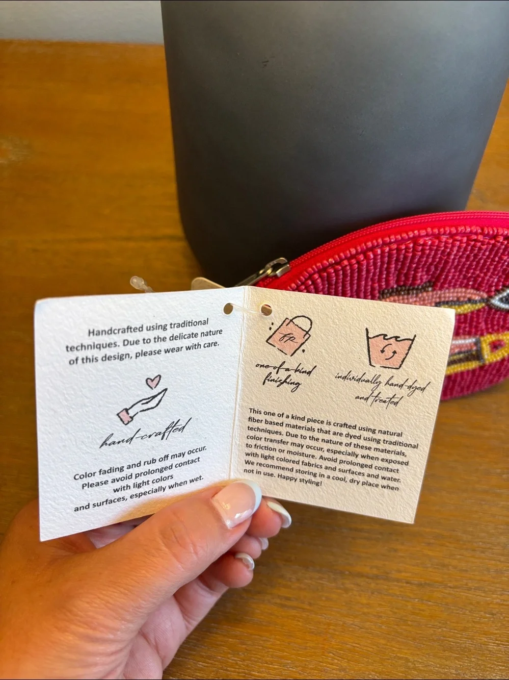 NWT Free People Gone Fishing Beaded Wallet in Coral